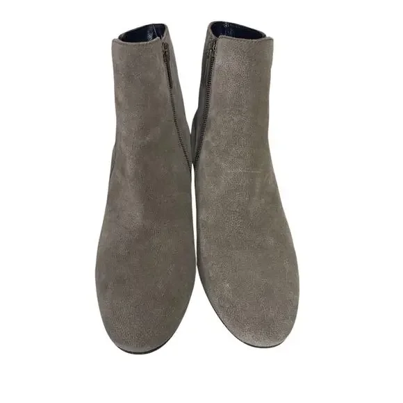 Aquatalia Suede Heeled Zip Ankle Boots Taupe Made in Italy Size US 10 - Picture 4 of 13